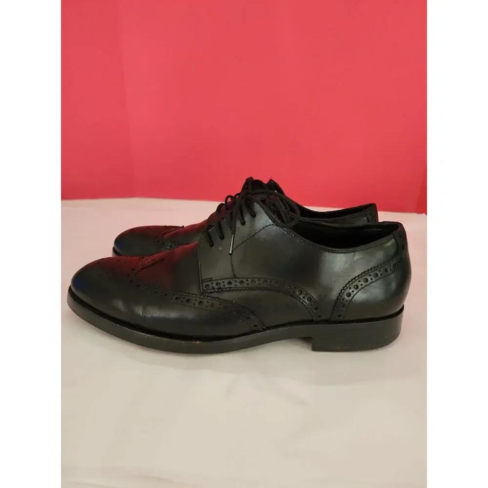 Cole Haan Black leather wingtip Derby shoes mens c24167 grand os mens 9.5 m
